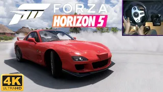 Forza Horizon 5 - Drifting MAZDA RX-7 SPIRIT R 2002 (w/900° Steering Wheel Setup)PXN V9 Gameplay