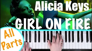 How to play GIRL ON FIRE - Alicia Keys Piano Tutorial [chords accompaniment]