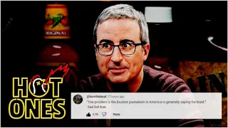 Top 9 vs. John Oliver Fears For Humanity While Eating Spicy Wings | Hot Ones