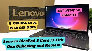 Lenovo IdeaPad 3 Core i3 11th Gen Unboxing and Review In HINDI | 8 GB RAM/512 GB SSD