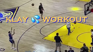 📺 Fans cheer Klay’s first few shots, Stephen Curry 🔥 from the logo, at workout at Warriors pregame