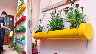 Amazing DIY Vertical Gardens from Plastic Pipes for Small Garden and Balcony