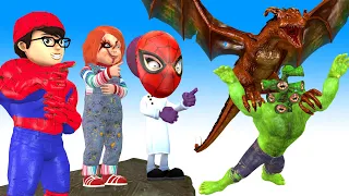 Spider Nickhulk and Chucky Zombie Use Magic Pot vs Giant SirenHead - Scary Teacher 3D Happy Ending