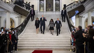 Gov. Baker makes ceremonial final walk out of State House