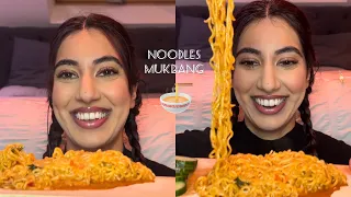 ASMR SPICY Cheesy Ramen Noodles Mukbang (Crunchy eating sounds)