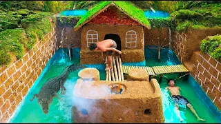 Summer Living 185 Days in 1M Dollars Underground House Building Waterslide into Giant Swimming Pool