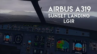 BEAUTIFUL!! Heraklion Sunset Landing RWY27 (LGIR) A319 X-Plane 11