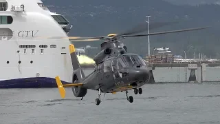 Eurocopter AS365 Dauphin C-GTLW landing at the Vancouver Harbour Heliport | in 4K