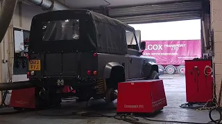 Landrover Defender 90 V8 on Dynapack hub dyno. Tuning megasquirt ECU.