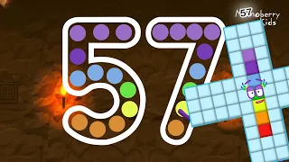 Numberblocks 57 Magic Run - Numberblocks Fifty seven Adventure | Number Counting Go Explore