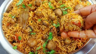 Sunday speciala காளான் பிரியாணி இப்படி masala அரைத்து செய்ங்க! Quick Mushroom Biryani|Easy Lunch Box