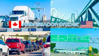 Crossing the Ambassador Bridge from Windsor, ON CANADA to Detroit, MI USA