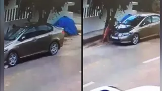 Bengaluru: Woman dies after getting stuck between car door and a tree (full video)