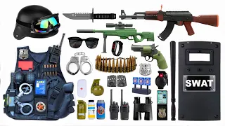 Special Police Weapons Toy set Unboxing-AK47 guns, M416 guns, Gas mask, Glock pistol, Dagger