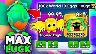 I Opened 100,000 NEW Best World 10 Pet Eggs with MAX LUCK in Arm Wrestling Simulator! (Roblox)