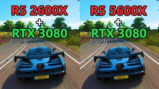 Ryzen 5 2600x vs Ryzen 5 5600x + RTX 3080 - 10 Games tested on 1080p