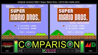 Super Mario Bros (NES vs Sega Genesis) Side by Side Comparison - Dual Longplay