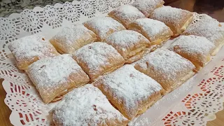 DULCE DE HOJALDRE CON CREMA no creerás lo fáciles y rápidos que son de hacer, te sorprendera 👌🏼