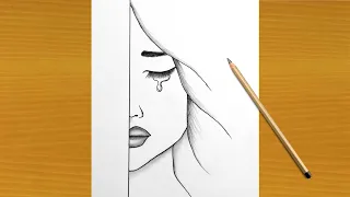 How To Draw A Sad Girl Easy Step By Step Girl Drawing Tutorial For Beginners with pencil