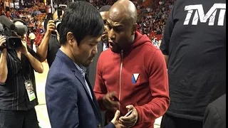 Full Video: Floyd Mayweather & Manny Pacquiao meet in Miami & exchange phone numbers