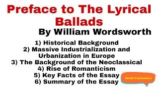 Preface to The Lyrical Ballads by William Wordsworth Summary in Urdu/Hindi| Historical Background.