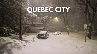 Heavy Snowfall Night Walk in Quebec City, Canada 20 March 2024