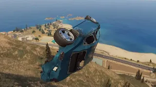 GTA 5 Driving off Mt Chiliad Crashes Compilation #1 (With Roof And Door Deformation)