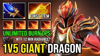WTF 12Min Radiance Unlimited Burn 1v5 Giant Dragon Imba Frost Breath Unkillable Carry DK Dota 2