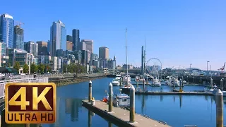 5 Hours - City Relaxation 4K Video | Downtown of Seattle  - Waterfront Park