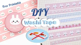 How to make paper washi tape | NO double-sided tape | DIY Washi Tape | Free Printable | School hacks