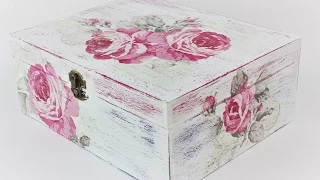 How to make a decoupage box -  Painted box - Decoupage wooden box - Decoupage for beginners