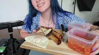 ASMR Eating A HALF English Breakfast...For Lunch 🤣 (SAUSAGE, EGG, TOAST, BEANS, TOMATOES) 😋