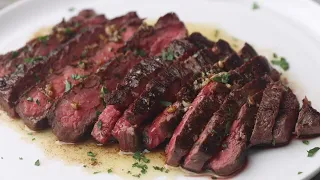 Pan Seared Flank Steak with Garlic Butter