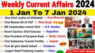 January 2024 Weekly Current Affairs | first Week | 1 Jan To 7 Jan 2024 Current Affairs