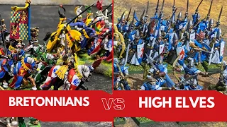 WARHAMMER Old World Battle Report - Bretonnians Vs High Elves in 5th Edition Fantasy - The Rematch!