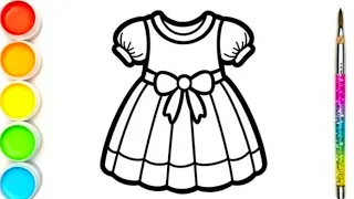 Cute Dress Drawing Painting & Colouring for kids Toddlers | Dress drawing easy | How to draw a dress