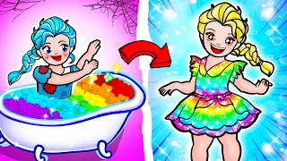 [🐾 DIY Dolls🐾] Poor Elsa Frozen Become Rainbow Rapunzel Rich - LOL Surprise DIYs