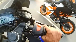 KTM RC 200 (2019) VS Yamaha R15 V3 - Drag Race | Top End | 150+KMPH!!