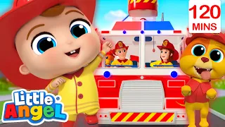 Can You Hear The Firetruck? 🚒 | Bingo and Baby John | Little Angel - Nursery Rhymes and Kids Songs