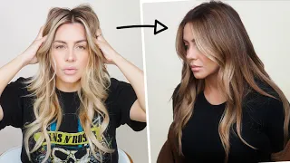 Hair Transformation - Blonde to Warm Brunette - Step by Step