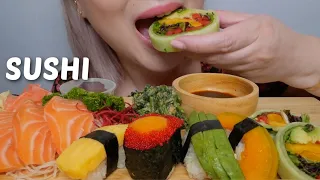 SUSHI ASMR *Assorted Nigiri, Salmon Sashimi with Mango Spring Roll NO TALKING Eating Sounds