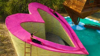 Build Bamboo Resort on a Tree, Big Pool, Bamboo Hut And Heart Water Slide [part end]