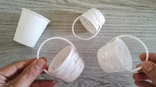 SIMPLE & ELEGANT MINI BASKET FROM PAPER CUP | DIY BASKET | PAPER ART | Perfect Wedding Giveaways