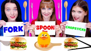 ASMR Spoon VS Fork VS Chopsticks Food Challenge By LiLiBu