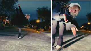 Olympian Ashley Cain-Gribble Ice Skates in the Streets of Texas During Historic Freeze