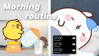 Morning Routine by a popular cartoon | Breakfast, Skincare and Clothing ✨