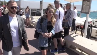 Capucine Anav walks on the croisette in Cannes