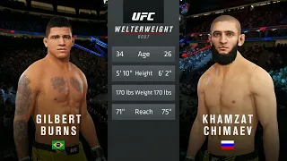 EA Sports UFC 4: Realistic UFC 273 Khamzat Chimaev VS Gilbert Burns Fight Simulation