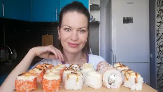 МУКБАНГ СУШИ РОЛЛЫ/MUKBANG HALK FAMILY SUSHI ROLLS ЕДА