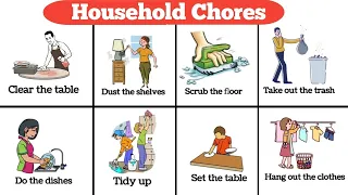 Household Chores Vocabulary with pictures in English | Household items